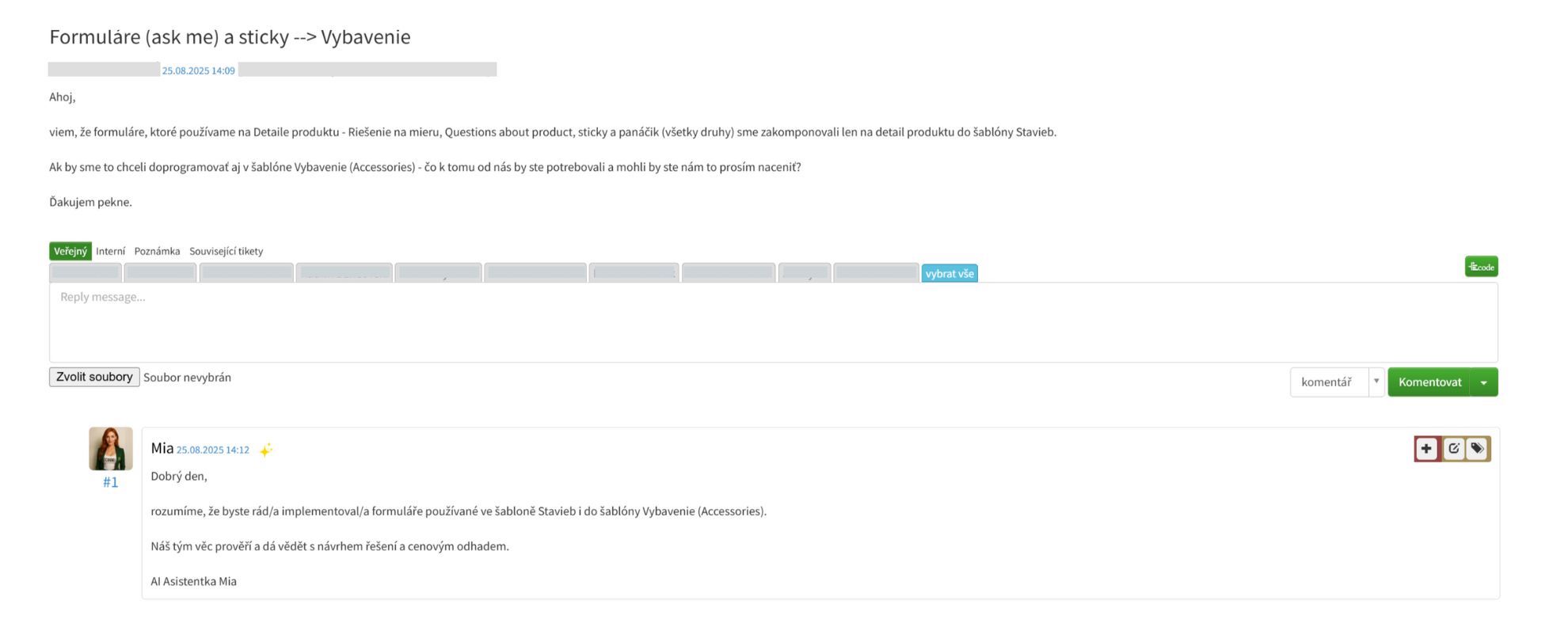 Odpověď virtuální asistentky zrychluje řešení ticketů