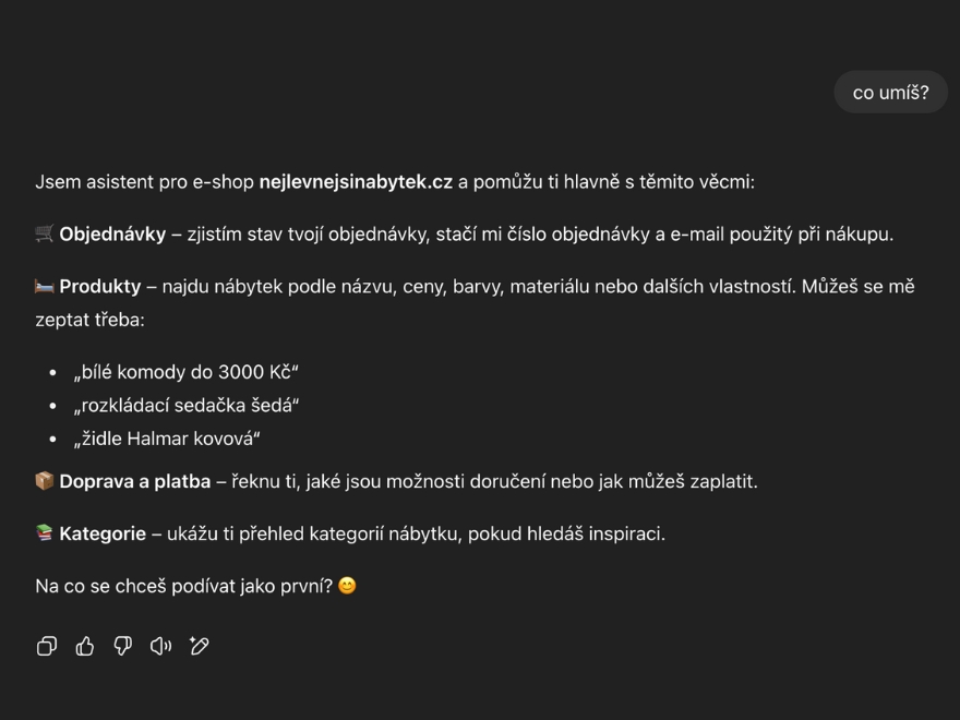 Chatbot Nejlevnějšínábytek.cz