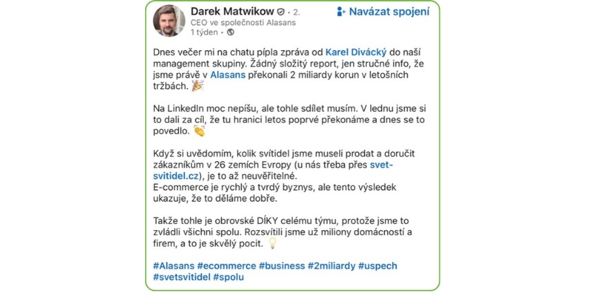 Alasans překonali tržbu 2 miliardy českých korun